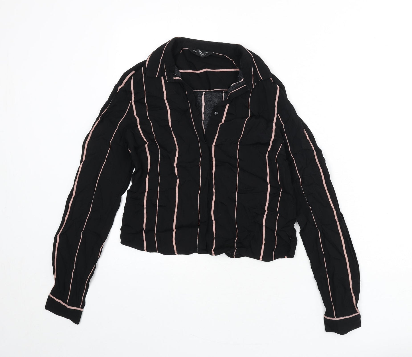 Womens UK Size 6 New Look Black Cropped Button-Up