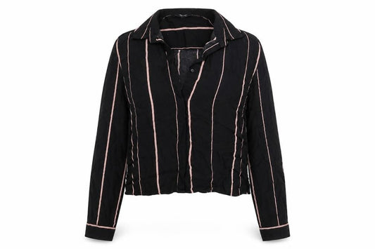 Womens UK Size 6 New Look Black Cropped Button-Up