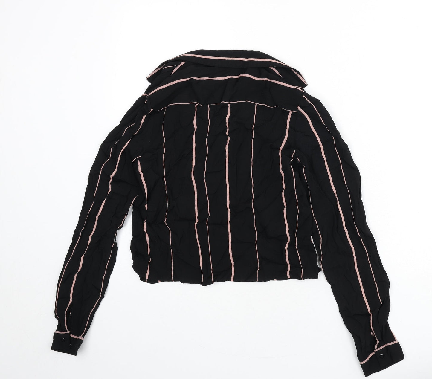 Womens UK Size 6 New Look Black Cropped Button-Up