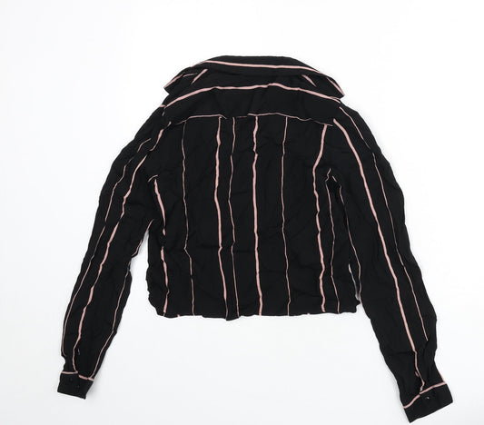Womens UK Size 6 New Look Black Cropped Button-Up
