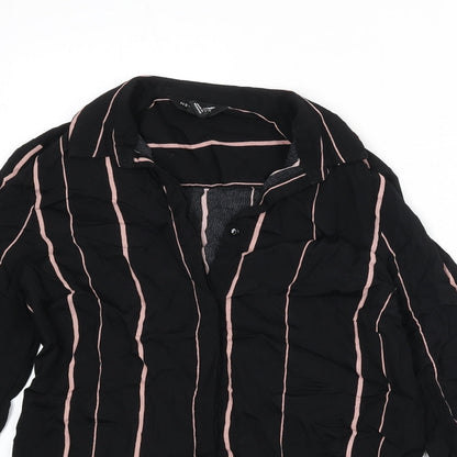 Womens UK Size 6 New Look Black Cropped Button-Up