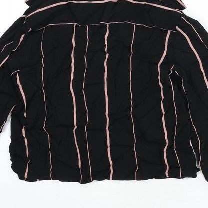 Womens UK Size 6 New Look Black Cropped Button-Up