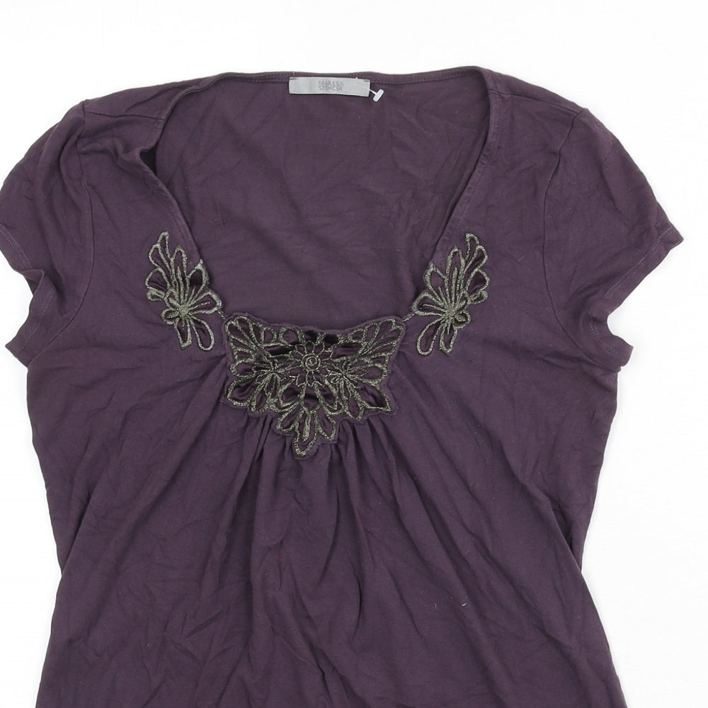 Womens UK Size 8 Marks and Spencer Purple Basic T-Shirt