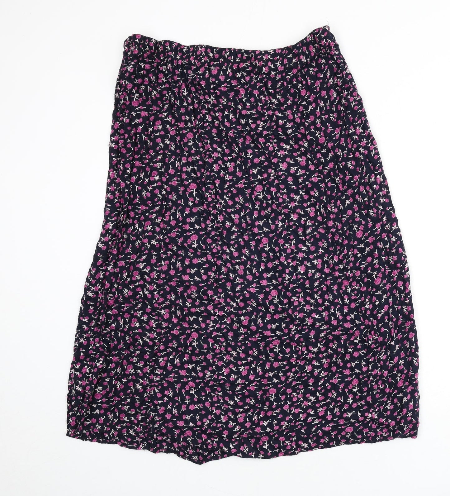 Bonmarché Womens Blue Floral Polyester Flare Skirt Size XL Button