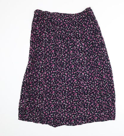 Bonmarché Womens Blue Floral Polyester Flare Skirt Size XL Button