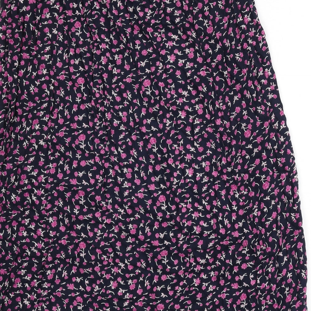 Bonmarché Womens Blue Floral Polyester Flare Skirt Size XL Button