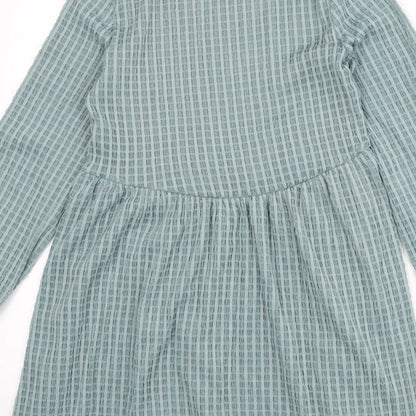 Topshop Womens Blue Geometric Polyester A-Line Size 10 Round Neck Pullover