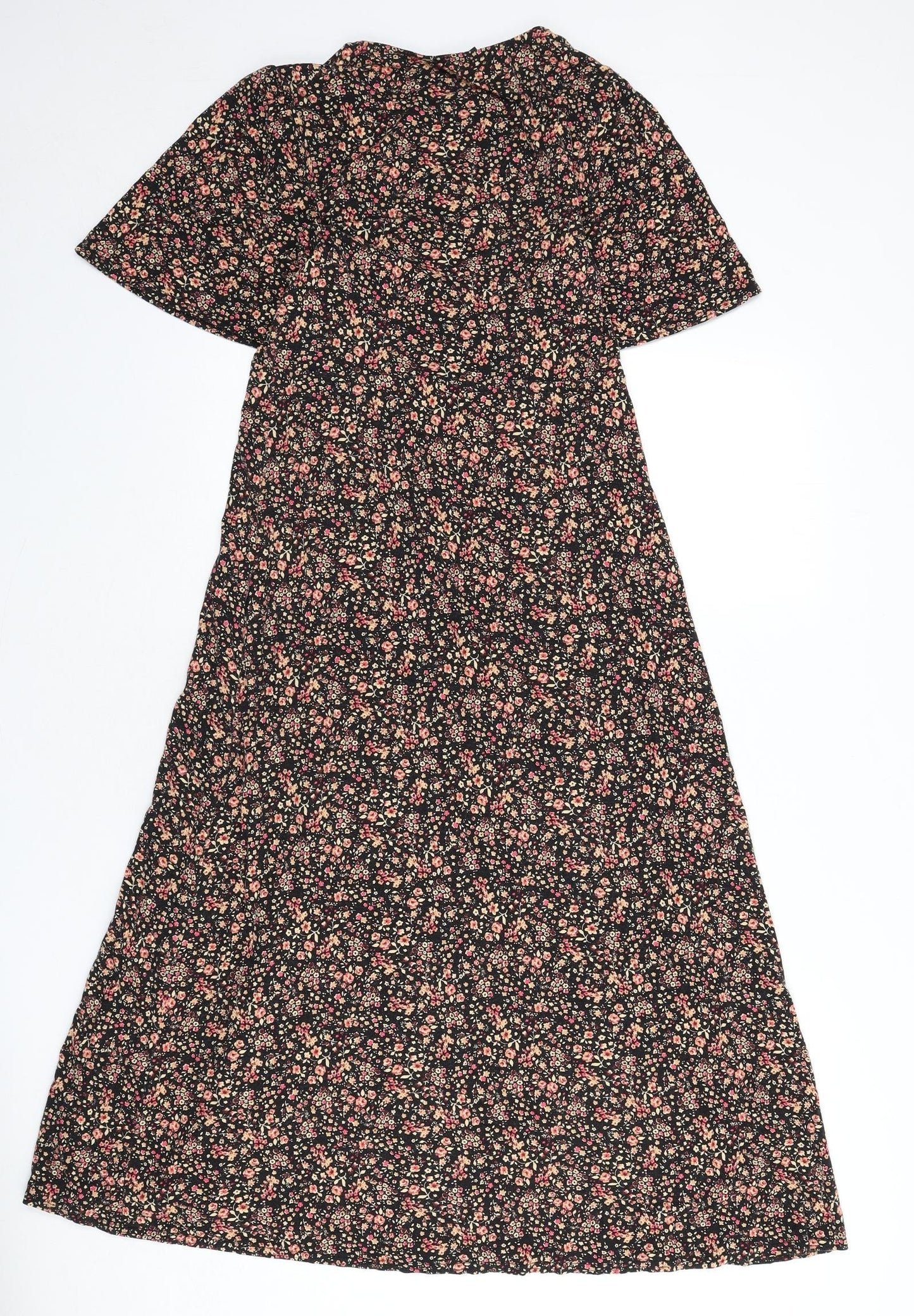 New Look Womens Multicoloured Floral Viscose A-Line Size 10 Round Neck Pullover - Slit