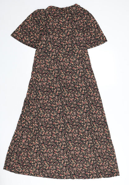 New Look Womens Multicoloured Floral Viscose A-Line Size 10 Round Neck Pullover - Slit