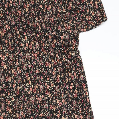 New Look Womens Multicoloured Floral Viscose A-Line Size 10 Round Neck Pullover - Slit