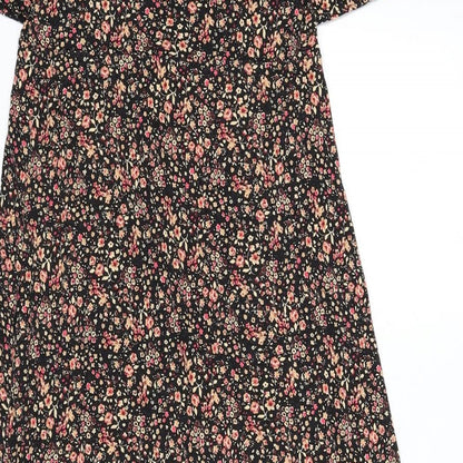 New Look Womens Multicoloured Floral Viscose A-Line Size 10 Round Neck Pullover - Slit