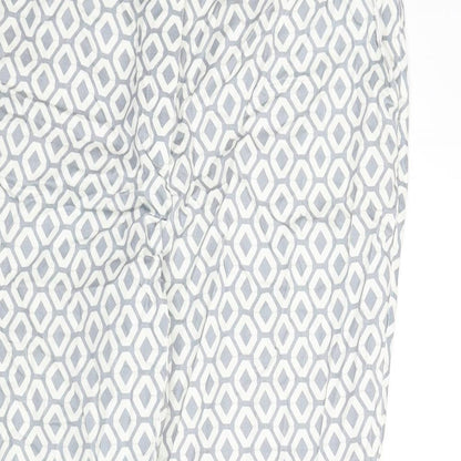 Rick Cardona Womens Blue Geometric Cotton Trousers Size 20 L27 in Regular Zip