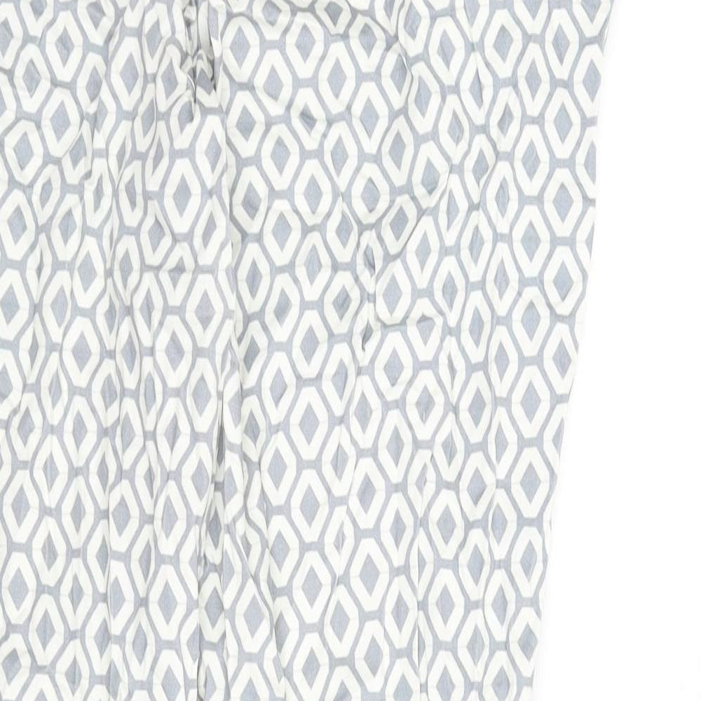Rick Cardona Womens Blue Geometric Cotton Trousers Size 20 L27 in Regular Zip