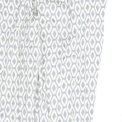 Rick Cardona Womens Blue Geometric Cotton Trousers Size 20 L27 in Regular Zip
