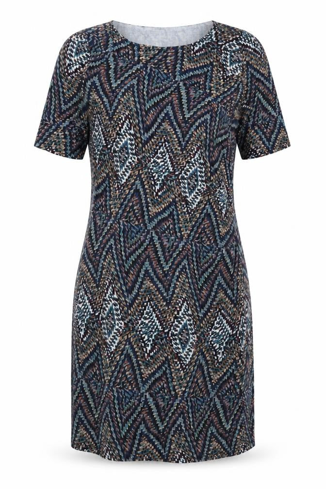 NEXT Womens Multicoloured Geometric Viscose Bodycon Size 12 Boat Neck Pullover