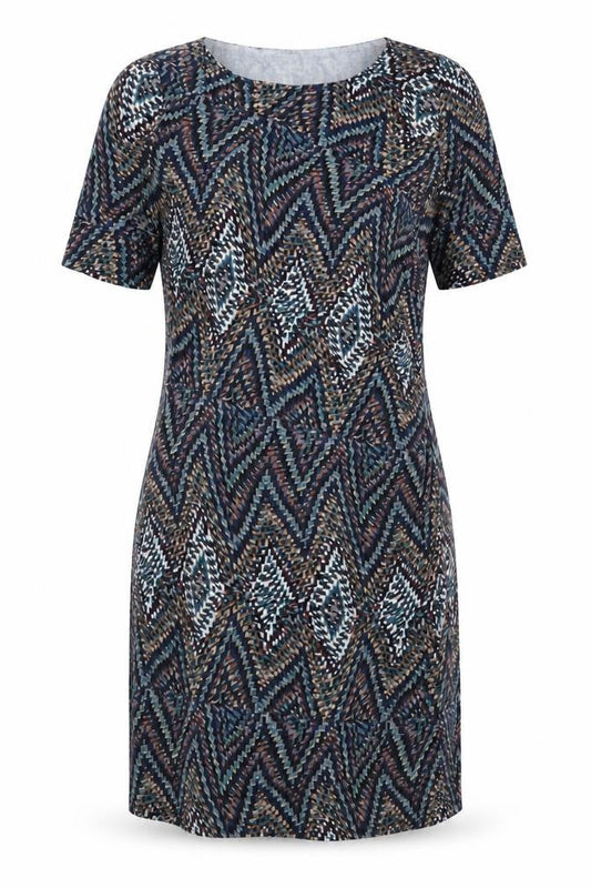 NEXT Womens Multicoloured Geometric Viscose Bodycon Size 12 Boat Neck Pullover