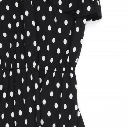 AX Paris Womens Black Polka Dot Polyester A-Line Size 12 One Shoulder Pullover