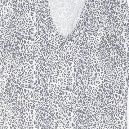 Marks and Spencer Womens Grey Animal Print Viscose T-Shirt Dress Size 6 V-Neck Pullover