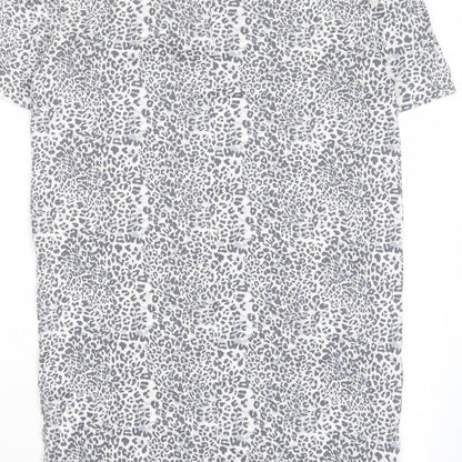 Marks and Spencer Womens Grey Animal Print Viscose T-Shirt Dress Size 6 V-Neck Pullover