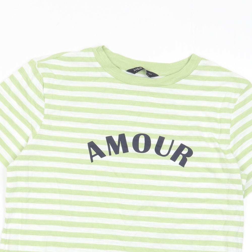 Womens UK Size 6 Marks and Spencer Green Basic T-Shirt