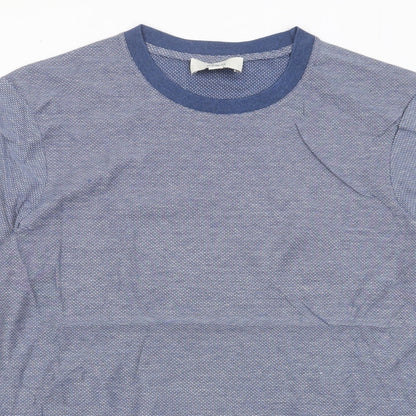 Marks and Spencer Mens Blue Cotton T-Shirt Size L Crew Neck