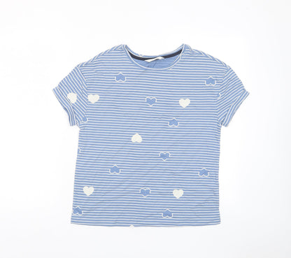 Marks and Spencer Womens Blue Geometric Cotton Top Pyjama Top Size XS