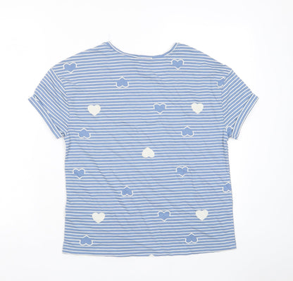 Marks and Spencer Womens Blue Geometric Cotton Top Pyjama Top Size XS