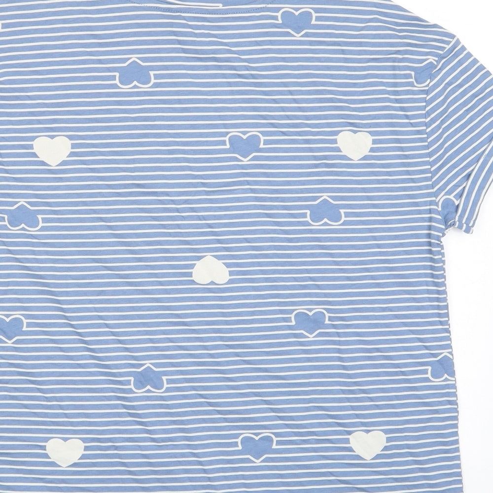 Marks and Spencer Womens Blue Geometric Cotton Top Pyjama Top Size XS