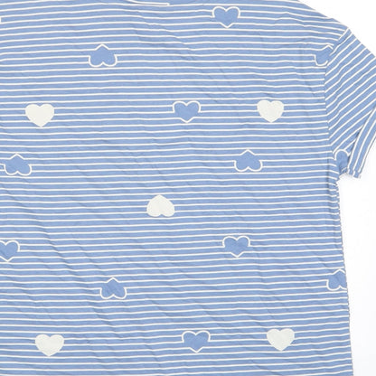Marks and Spencer Womens Blue Geometric Cotton Top Pyjama Top Size XS