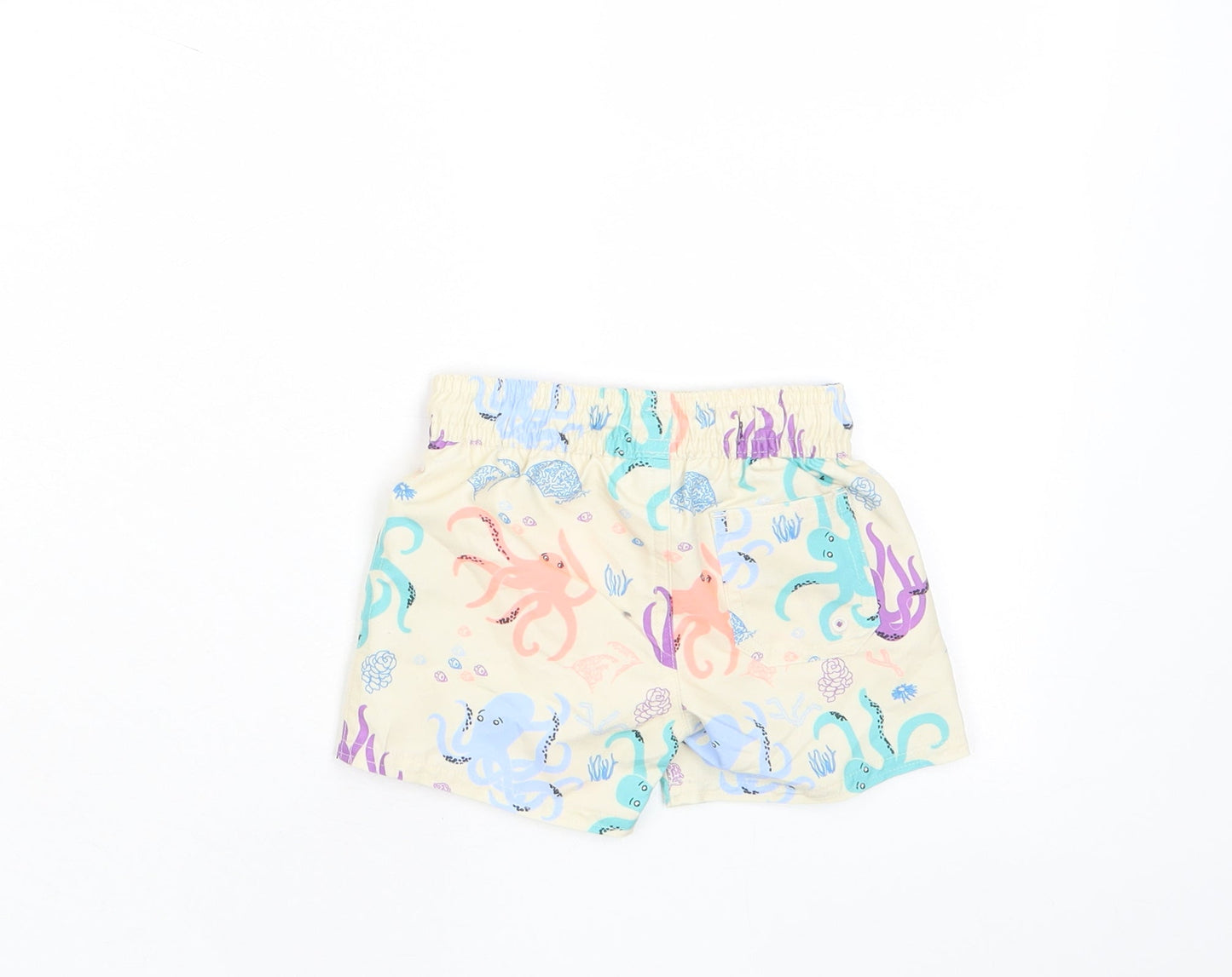Marks and Spencer Boys Multicoloured Geometric Polyester Sweatpants Trousers Size 3-6 Months Drawstring - Octopus, Swim Shorts