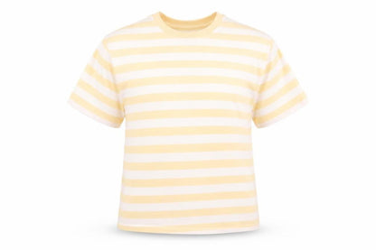 Marks and Spencer Boys Orange Striped Cotton Basic T-Shirt Size 8-9 Years Crew Neck Pullover