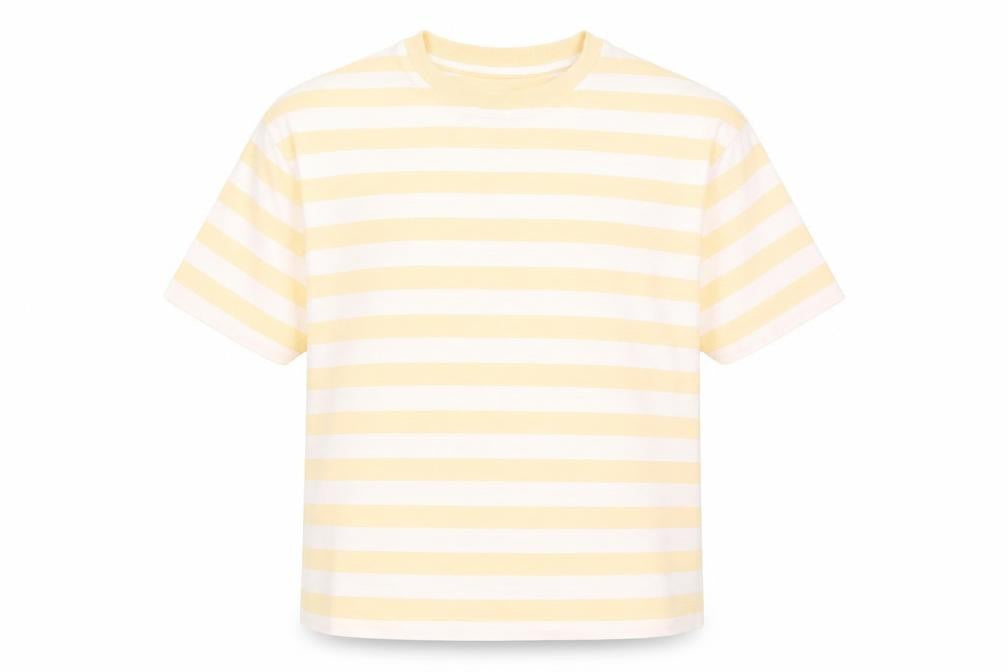 Marks and Spencer Boys Orange Striped Cotton Basic T-Shirt Size 7-8 Years Crew Neck Pullover