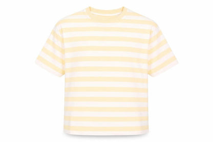 Marks and Spencer Boys Orange Striped Cotton Basic T-Shirt Size 7-8 Years Crew Neck Pullover