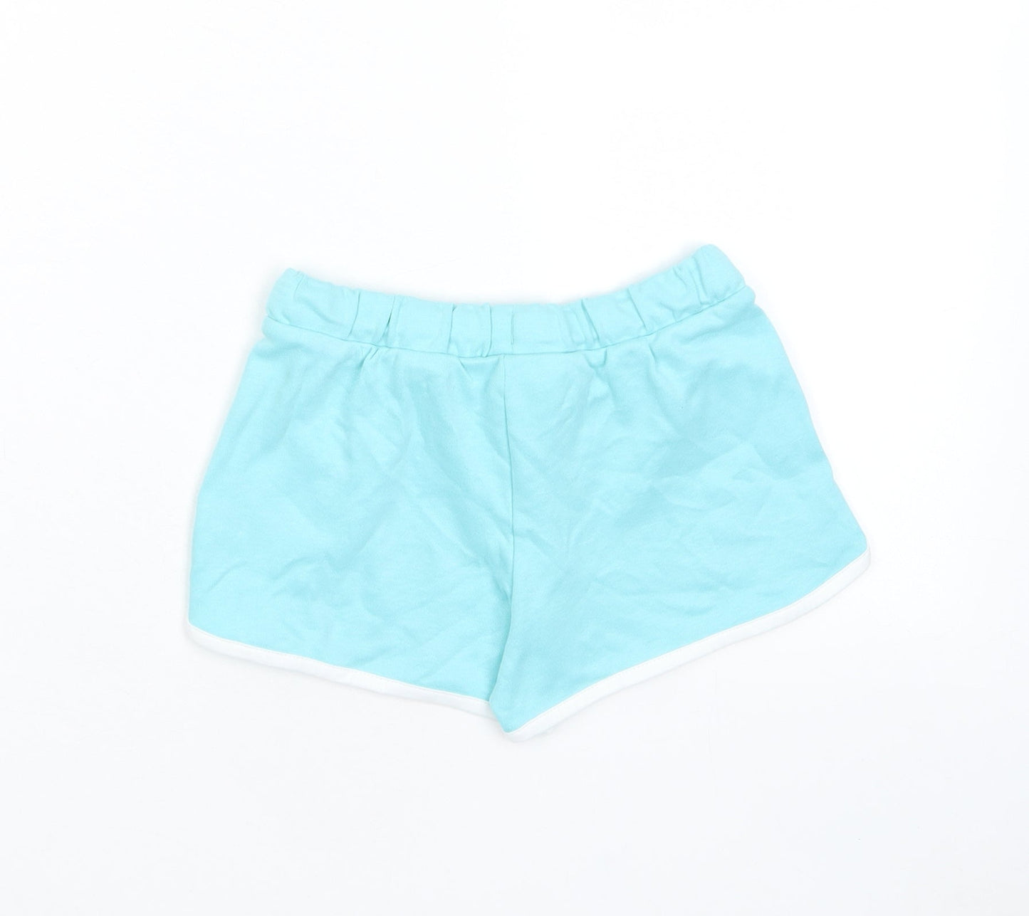 Marks and Spencer Girls Blue Cotton Sweat Shorts Size 5 Years Regular Drawstring - Ice Lollie