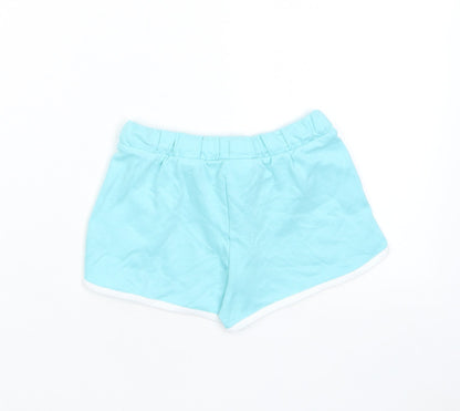 Marks and Spencer Girls Blue Cotton Sweat Shorts Size 5 Years Regular Drawstring - Ice Lollie