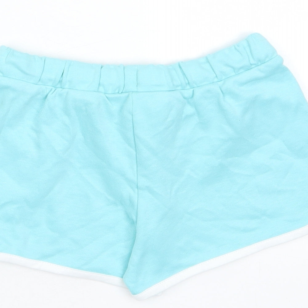 Marks and Spencer Girls Blue Cotton Sweat Shorts Size 5 Years Regular Drawstring - Ice Lollie