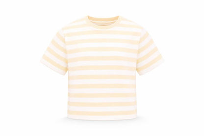 Marks and Spencer Boys Orange Striped Cotton Basic T-Shirt Size 7-8 Years Crew Neck Pullover