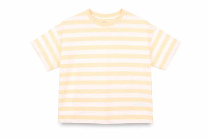 Marks and Spencer Boys Orange Striped Cotton Basic T-Shirt Size 8-9 Years Roll Neck Pullover