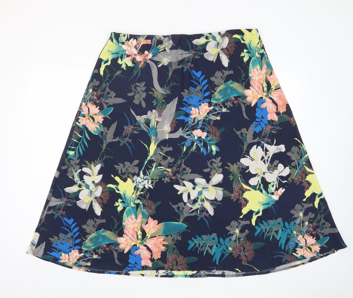 Classic Womens Multicoloured Floral Polyester A-Line Skirt Size 18