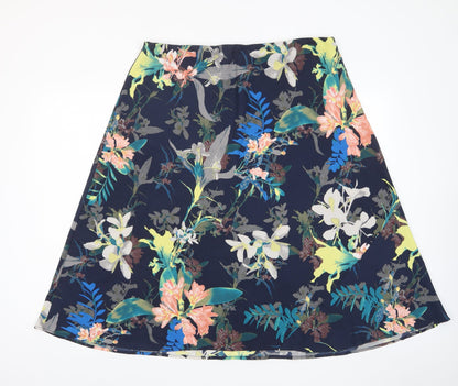 Classic Womens Multicoloured Floral Polyester A-Line Skirt Size 18