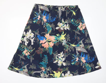 Classic Womens Multicoloured Floral Polyester A-Line Skirt Size 18