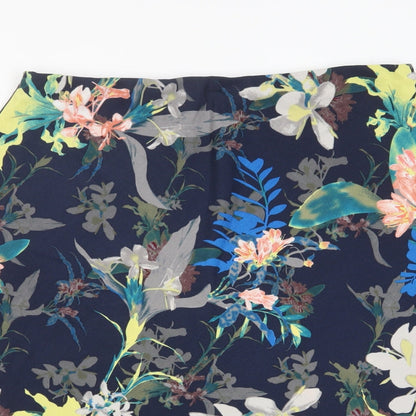 Classic Womens Multicoloured Floral Polyester A-Line Skirt Size 18