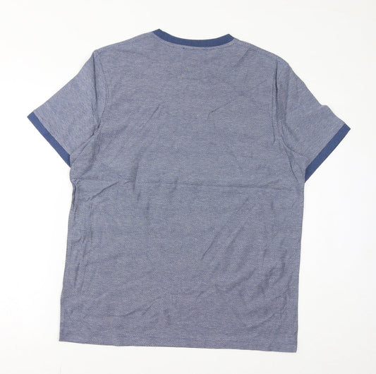 Marks and Spencer Mens Blue Cotton T-Shirt Size L Crew Neck