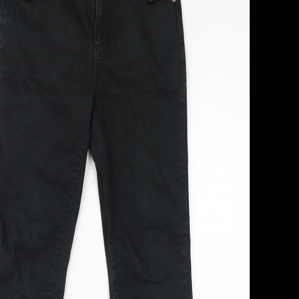 Very Womens Black Cotton Straight Jeans Size 12 L27 in Slim Zip