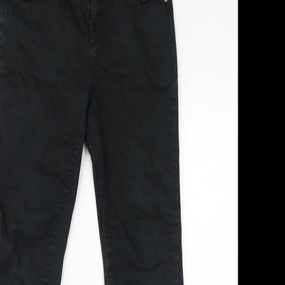 Very Womens Black Cotton Straight Jeans Size 12 L27 in Slim Zip