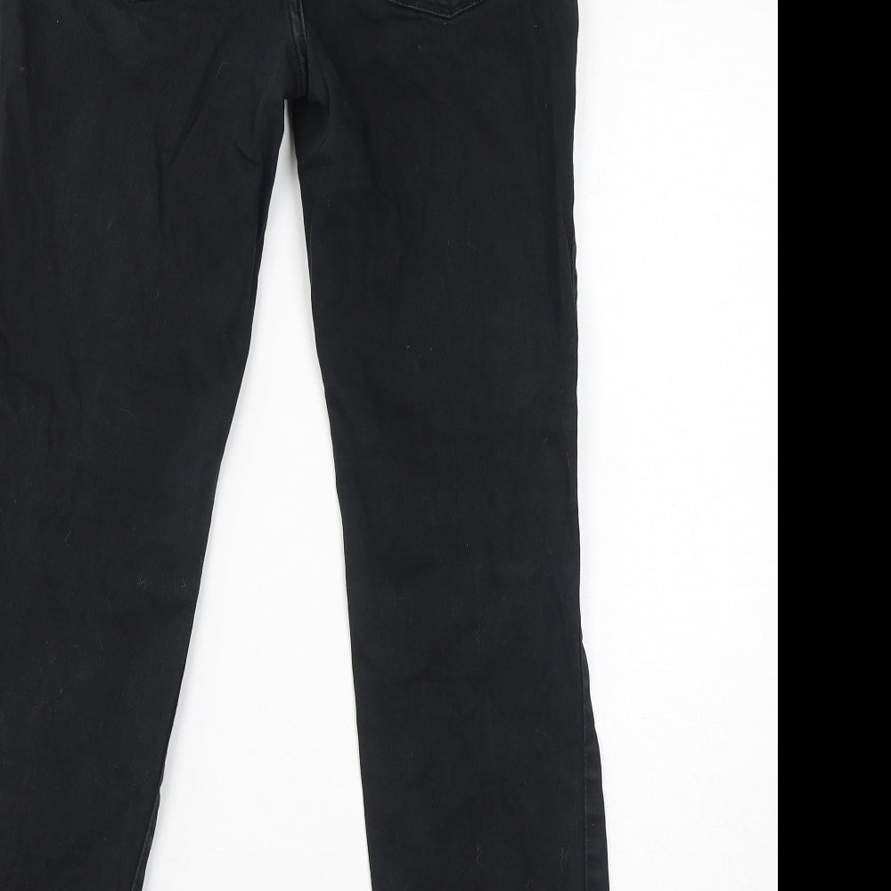Very Womens Black Cotton Straight Jeans Size 12 L27 in Slim Zip