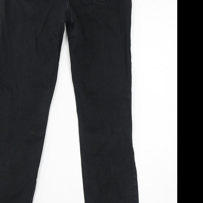 Very Womens Black Cotton Straight Jeans Size 12 L27 in Slim Zip