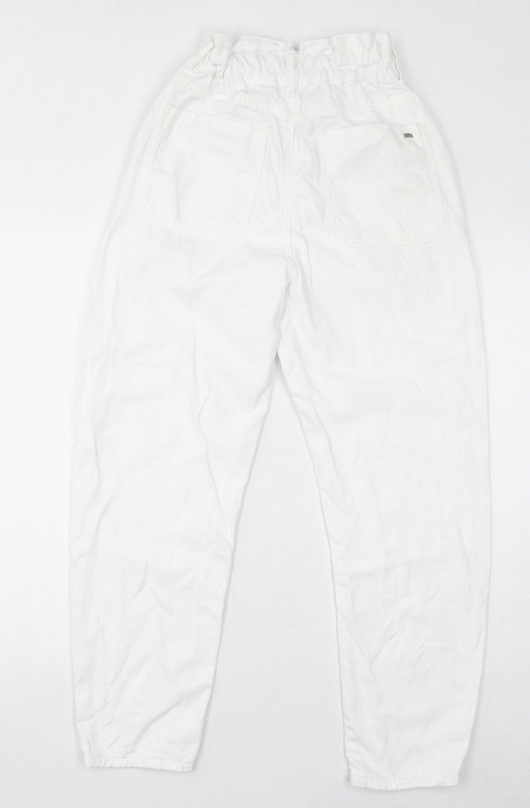 Zara Womens White Cotton Mom Jeans Size 4 L25 in Regular Zip