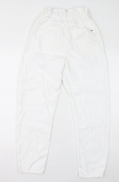 Zara Womens White Cotton Mom Jeans Size 4 L25 in Regular Zip