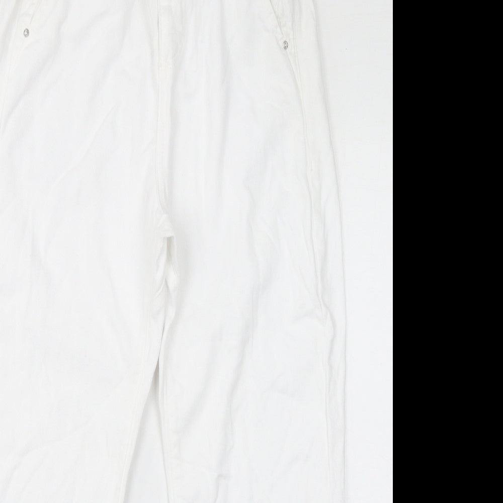 Zara Womens White Cotton Mom Jeans Size 4 L25 in Regular Zip